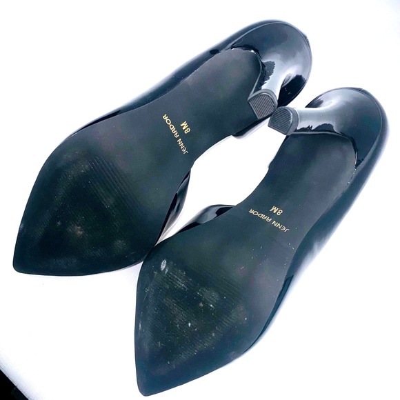 Jenn Ardor Size 8 Black Patent Leather Pointed Toe DOrsay Heels Stiletto Pumps - Picture 9 of 13